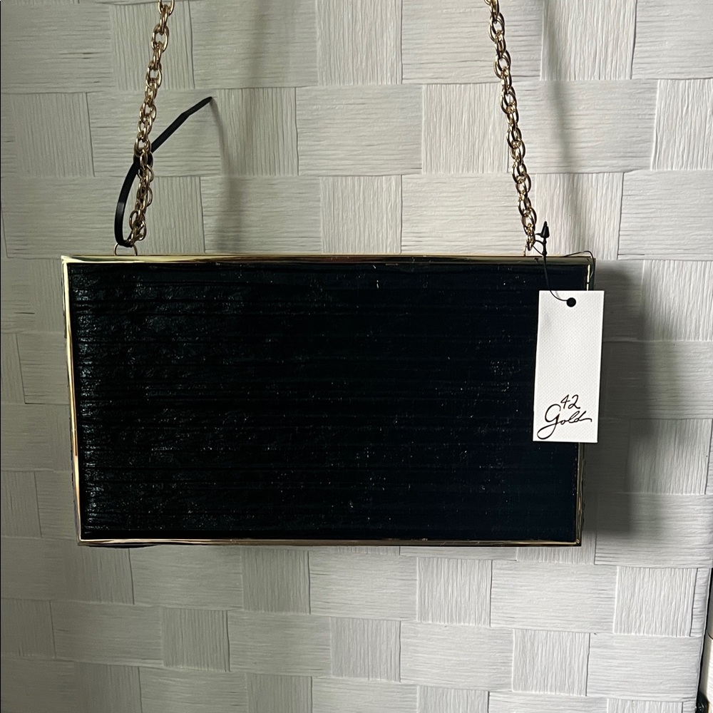 NWT $95 Black/Gold Evening Clutch by 42 Gold $45